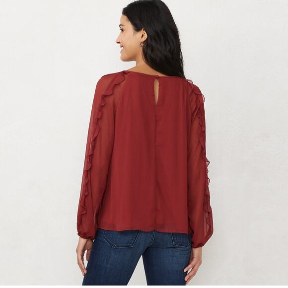 LC Lauren Conrad Ruffled Blouse Size Medium - Picture 7 of 7